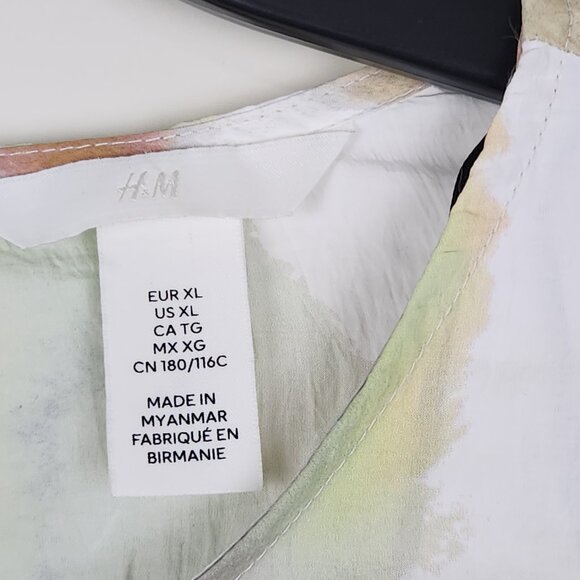 H&M Size XL Long Sleeve Lightweight Tie Dye Multicolor Boho Mini Dress - Picture 6 of 7